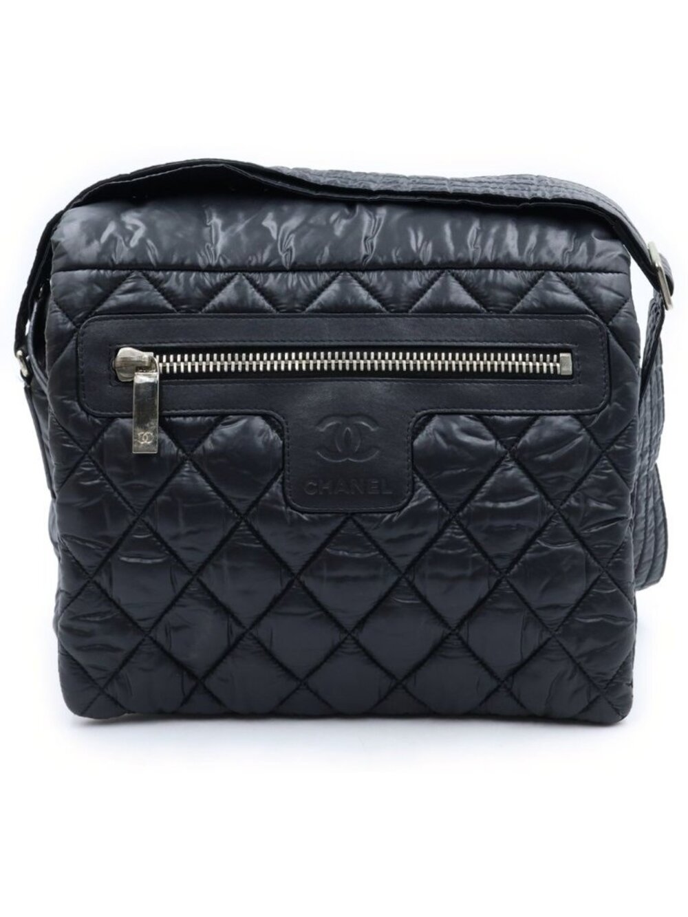 Chanel Coco Cocoon Small Shoulder Bag Black Silver Nylon
